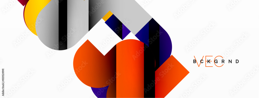 Abstract background. Colorful geometric curve shapes with black shadow lines effects Abstract background. Colorful geometric curve shapes with black shadow lines effects