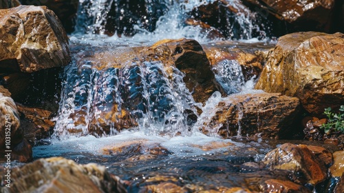 Serene Waterfall Cascade Over Natural Rocks