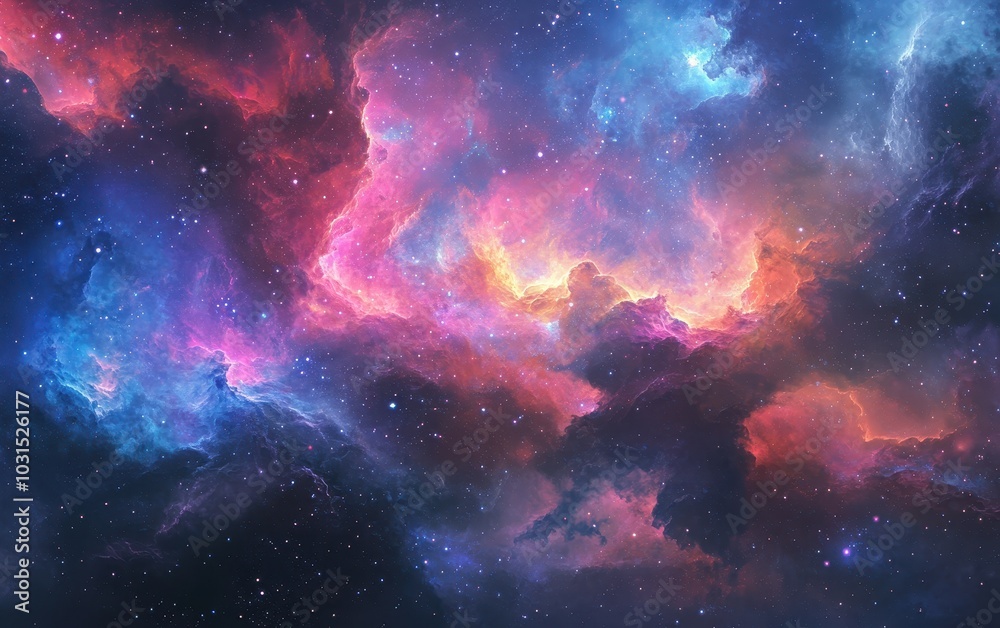 Naklejka premium Cosmic Nebula with Stars and Clouds - Galaxy Space Background.