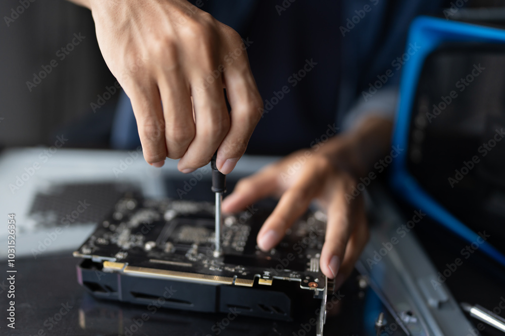 IT Engineer installing Hardware Equipment Development Facility Engineer  Maintenance computer Motherboard Electronic repair shop technology business