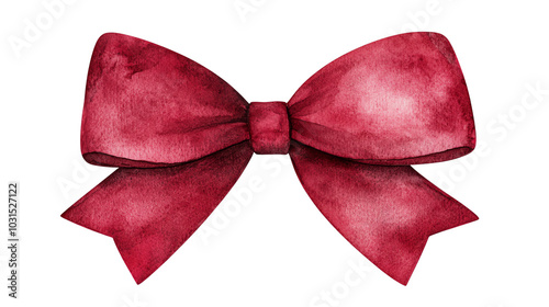 Elegant red watercolor bow, perfect for adding a festive touch to any design or decoration. Ideal for invitations and crafts.