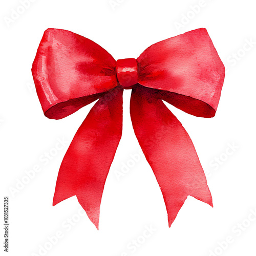 Wallpaper Mural Vibrant red watercolor bow, perfect for gift wrapping and holiday decorations, adding a touch of elegance and charm. Torontodigital.ca