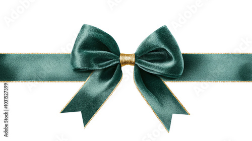 Wallpaper Mural Elegant green satin ribbon bow on a golden band. Perfect for decorating gifts, events, and celebrations. Torontodigital.ca