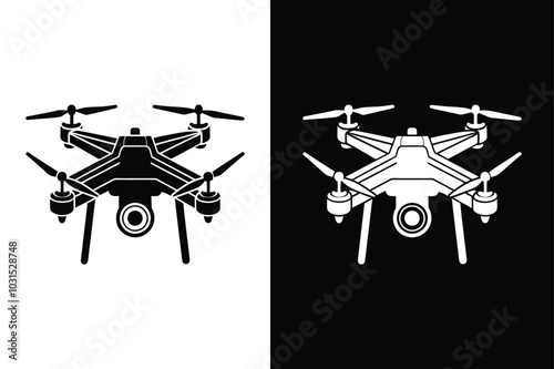 Minimalist Drone Icon. Vector Line Art with Editable Stroke