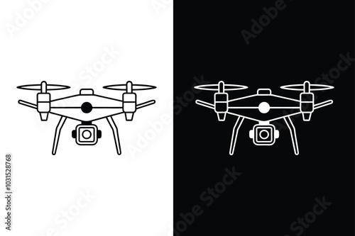 Drone Flat Icon. Sleek Black & White Vector Design for Apps and Websites