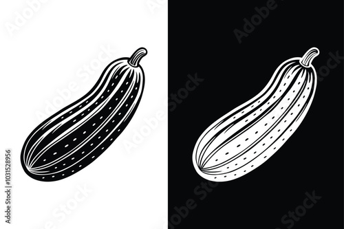 Minimalist Cucumber Silhouette. Elegant Vector Icon Design