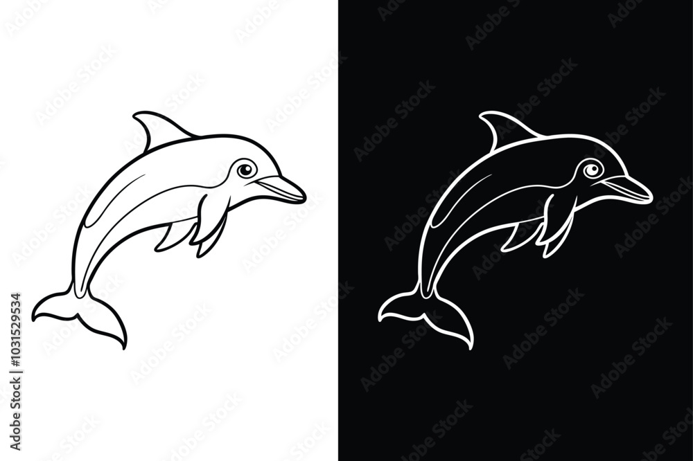 Dolphin Line Art. Stylish Vector Icon for Sleek Illustrations Dolphin Line Art. Stylish Vector Icon for Sleek Illustrations