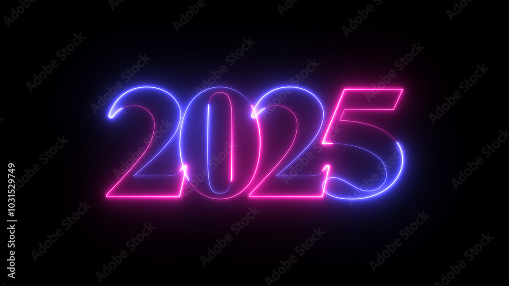 Bright shiny trendy text 2025, happy new year 2025, Glowing neon 2025 celebrating the new year Bright shiny trendy text 2025, happy new year 2025, Glowing neon 2025 celebrating the new year