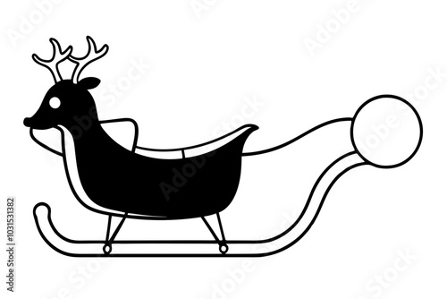 Santa in reindeer | isolated vector silhouette illustration on white background