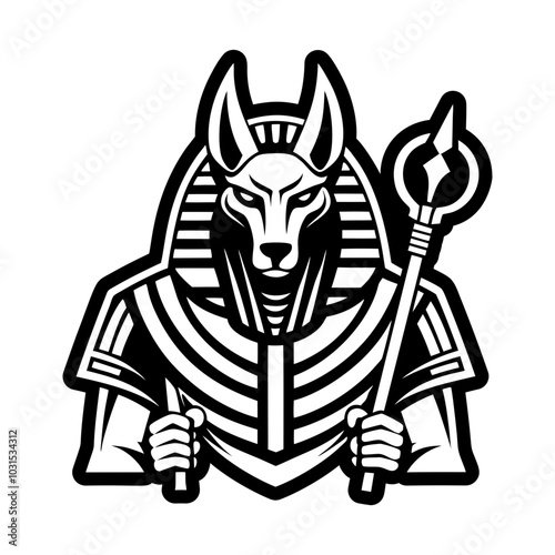 Anubis staff icon in solid style 