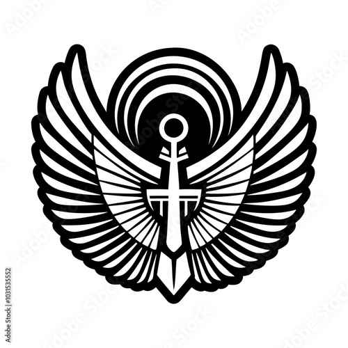 Wings of maat icon in glyph style 