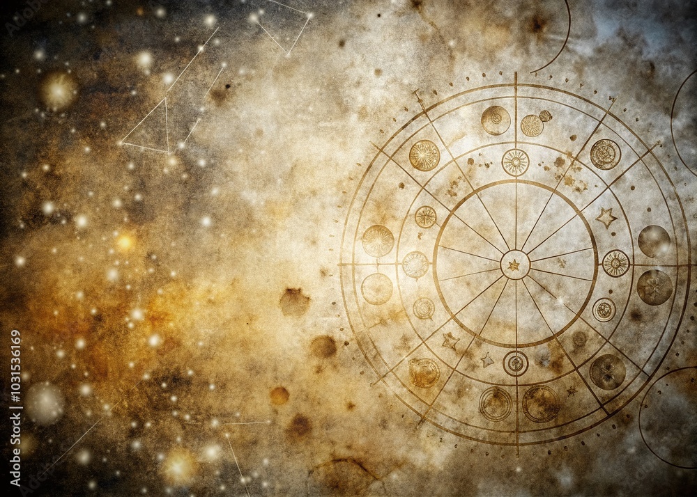Naklejka premium Old Grungy Paper Background with Vintage Effect for Astrology Designs