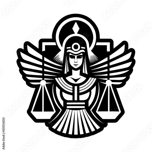 A glyph style icon of maat goddess 