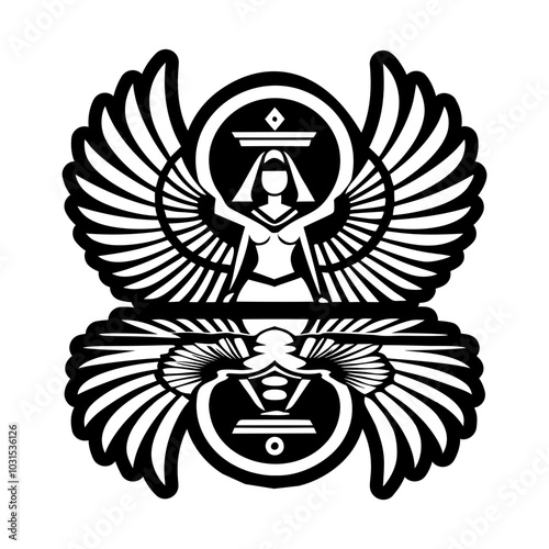 A filled style icon of maat deity 