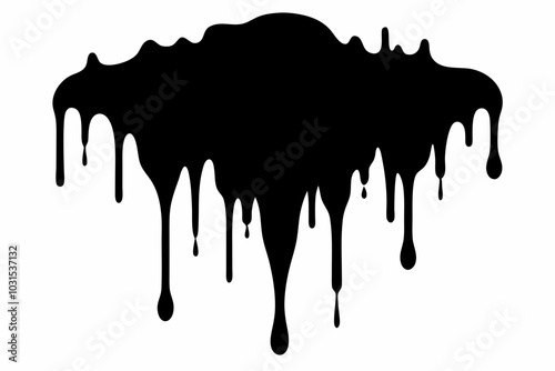 Dripping Paint Silhouette Vector, Horror Halloween Drip Effect. Vector illustration