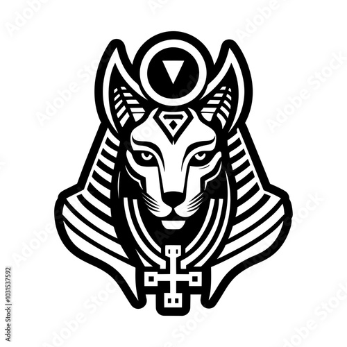 Sekhmet god icon in glyph style 