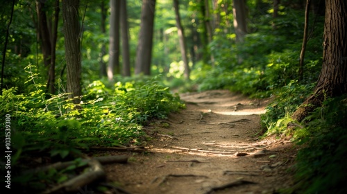 Serene Forest Pathway Through Lush Greenery