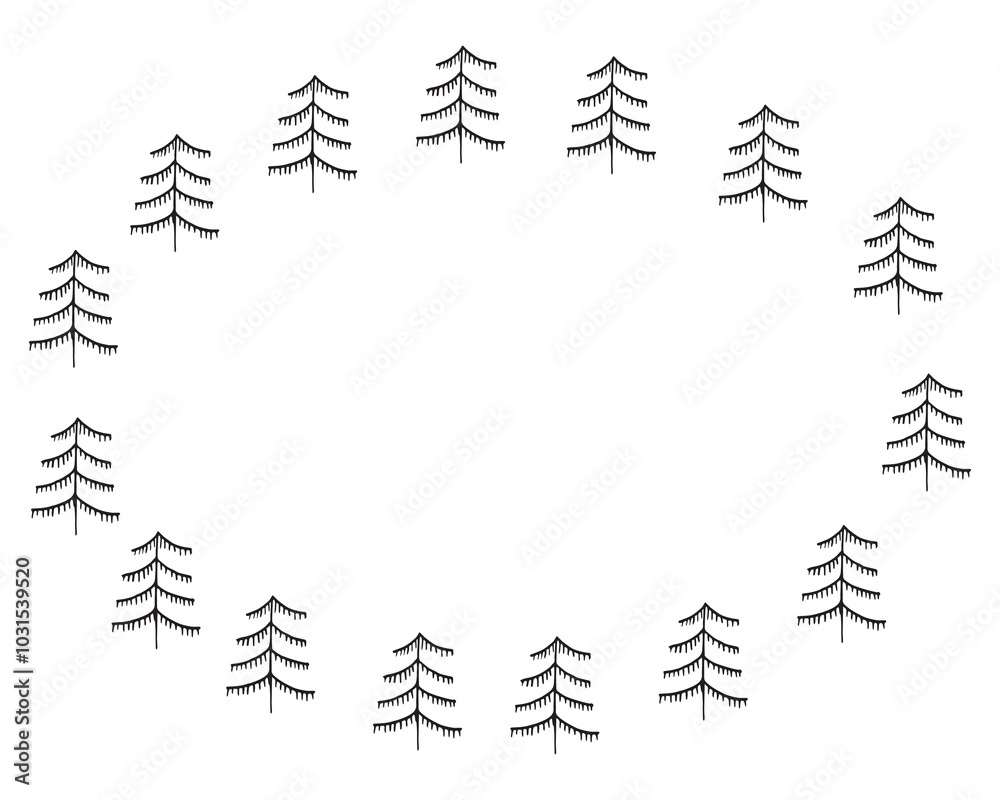 Christmas tree. Christmas tree painted in doodle style. frame template for postcard. gift card for the new year. template. vector. on a white background. Doodle. Christmas tree. Christmas tree painted in doodle style. frame template for postcard. gift card for the new year. template. vector. on a white background. Doodle.