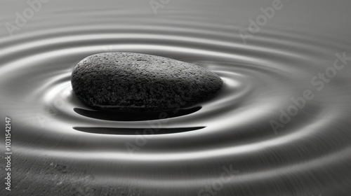 Tranquil Stone on Water Surface with Gentle Ripples