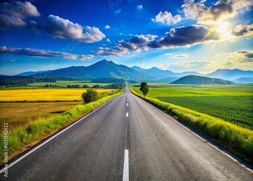 Panoramic View of Expansive Asphalted Roads Under Clear Blue Sky