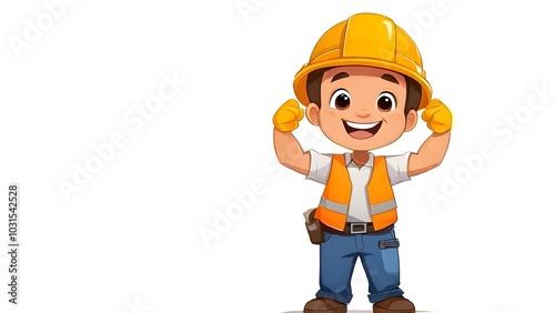 Cute Cartoon Construction Worker (Confident)
