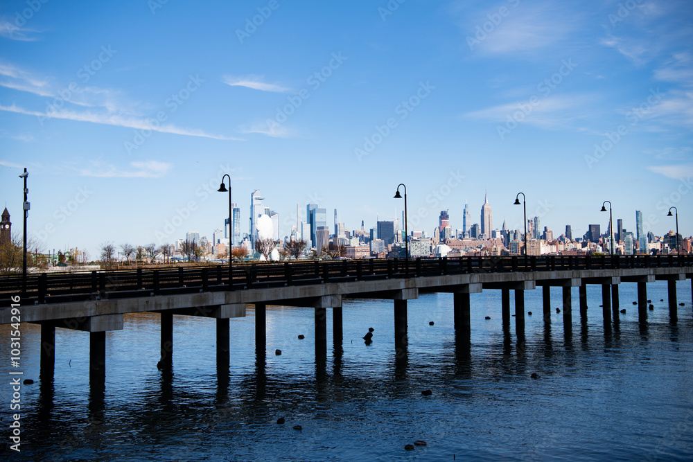 Obraz premium New York, United States. Panorama view of New York city skyline in Midtown Manhattan. USA, NYC, NY, Manhattan. American big city. Lower Manhattan skyline.