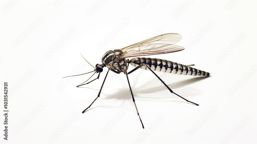 Close up gray or black a Aedes mosquitoes, white background Close up gray or black a Aedes mosquitoes, white background