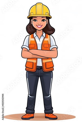 Cute Cartoon Construction Worker (Confident)
