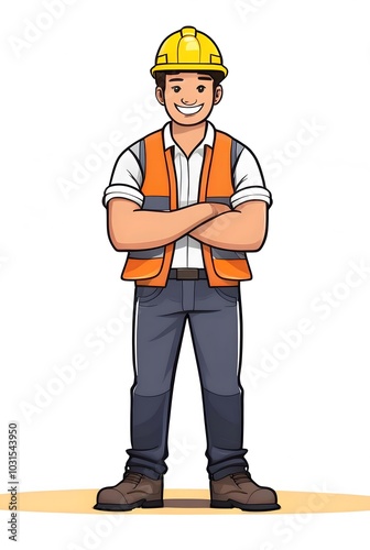 Cute Cartoon Construction Worker (Confident)
