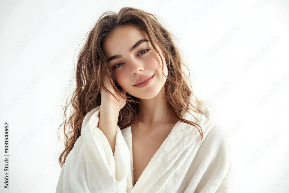 Woman in white robe meditating by serene lake, surrounded by lush green trees under a clear blue sky with gentle ripples on the water. Woman in white robe meditating by serene lake, surrounded by lush green trees under a clear blue sky with gentle ripples on the water.