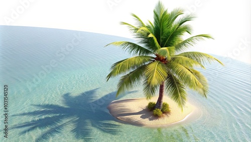 tropical paradise isolated palm tree on white background high angle view