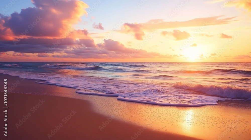 Serene Sunset Over Tranquil Ocean Waves Serene Sunset Over Tranquil Ocean Waves