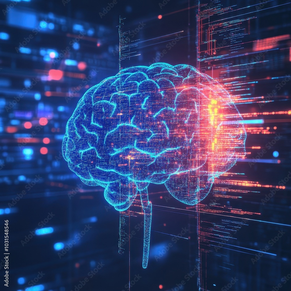 Digital Brain with AI Code and Data Streams Digital Brain with AI Code and Data Streams