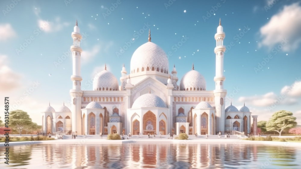 Obraz premium Sheikh Zayed Mosque in Middle East United Arab Emirates with ref Grand Mosque in Abu Dhabi, UAE a white building with domes and a tower