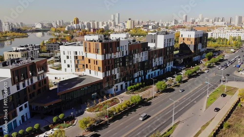Beautiful aerial views of houses in Astana city, Kazakhstan.