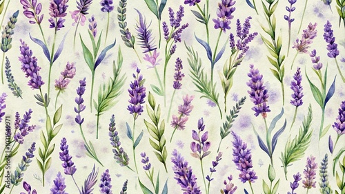 watercolor floral pattern with lavender flowers