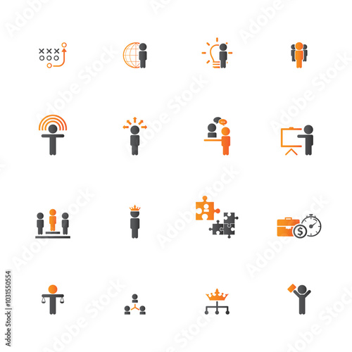 Universal business management and human resources icon set. Universal icons for web and mobile. Vector.