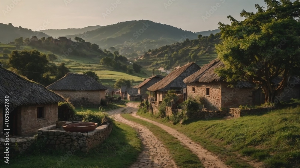 the small village in the mountains was very green the small village in the mountains was very green