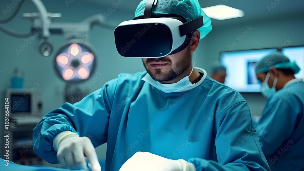 Doctor performing a surgery using virtual reality technology Medial University training healthcare surgeons Doctor performing a surgery using virtual reality technology Medial University training healthcare surgeons
