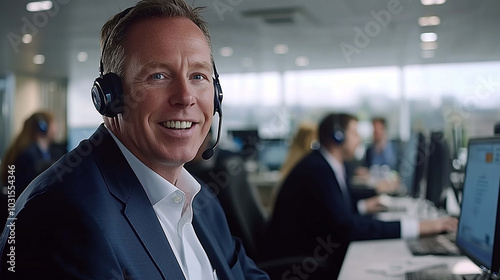 Cheerful Call Center Agent Ready to Assist with Every Inquiry