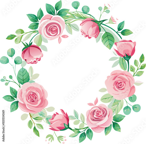 Pink Rose Floral Wreath Frame Design