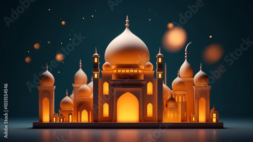 Mosque architecture building. Ramadan Kareem illustration   The celebration of Eid Alfier and Adha in Muslim.   Mosque Background-Ramadan, Eid
 photo