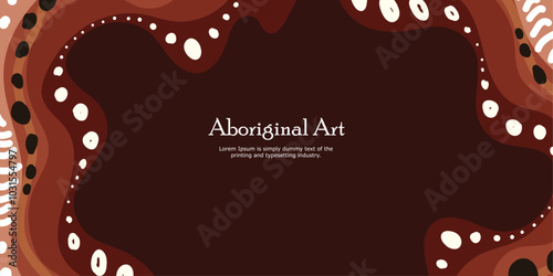 Brown banner illustration with aboriginal dot design