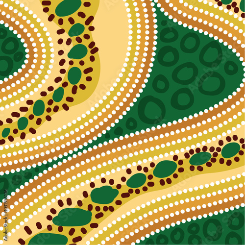 A vector painting infused with inspiration from Aboriginal dot art.