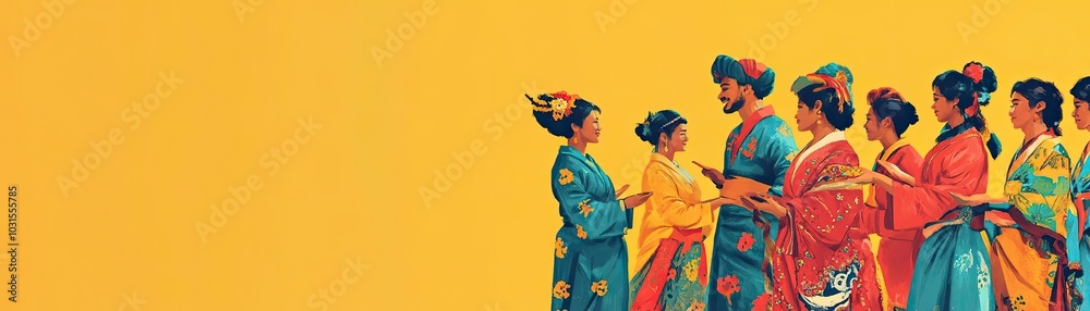 A person teaching their peers about cultural clothing, wearing traditional attire from their heritage A person teaching their peers about cultural clothing, wearing traditional attire from their heritage