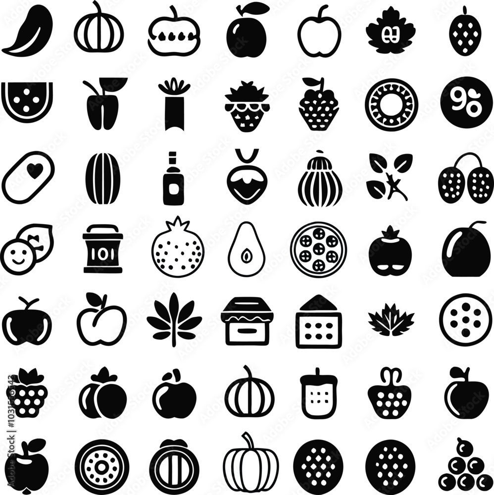 Naklejka premium Different Types of Jujube Vector Icons in Various Shapes and Styles Minimalistic Design