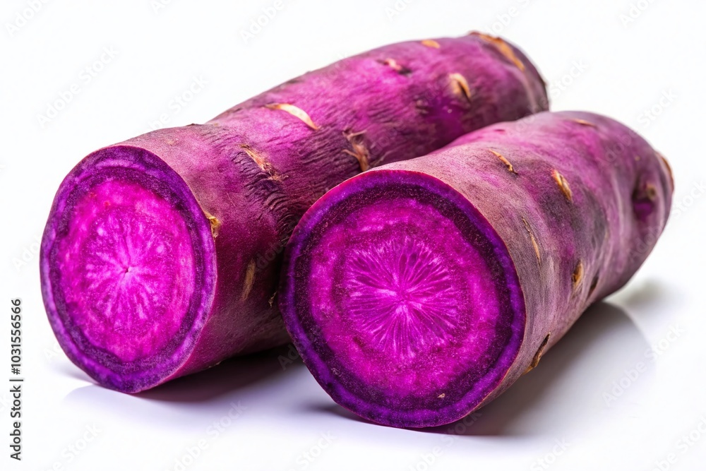 Purple Yam Isolated on White Background - Fresh and Organic Food Photography Purple Yam Isolated on White Background - Fresh and Organic Food Photography