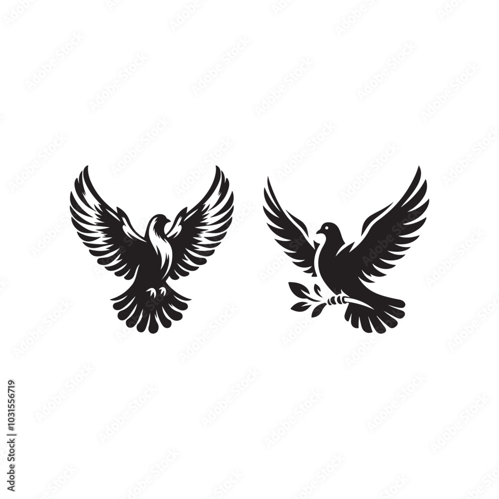 Fototapeta premium Dove silhouette vector design symbol illustration.