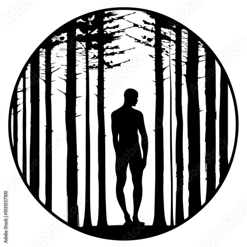 Dark Forest Man Standing