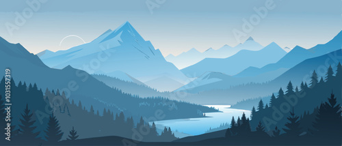 Serene Mountain Valley Landscape with Lake